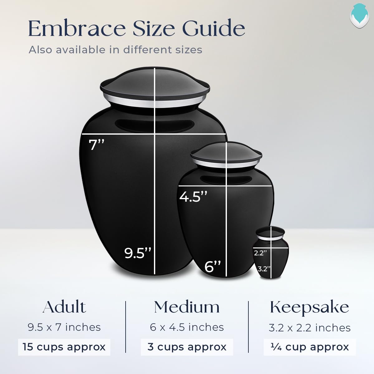 Geturns Embrace Adult Personalized Picture Cremation Urns for Human Ashes I Large Photo Black Funeral Urn for Men and Women I 200 lbs