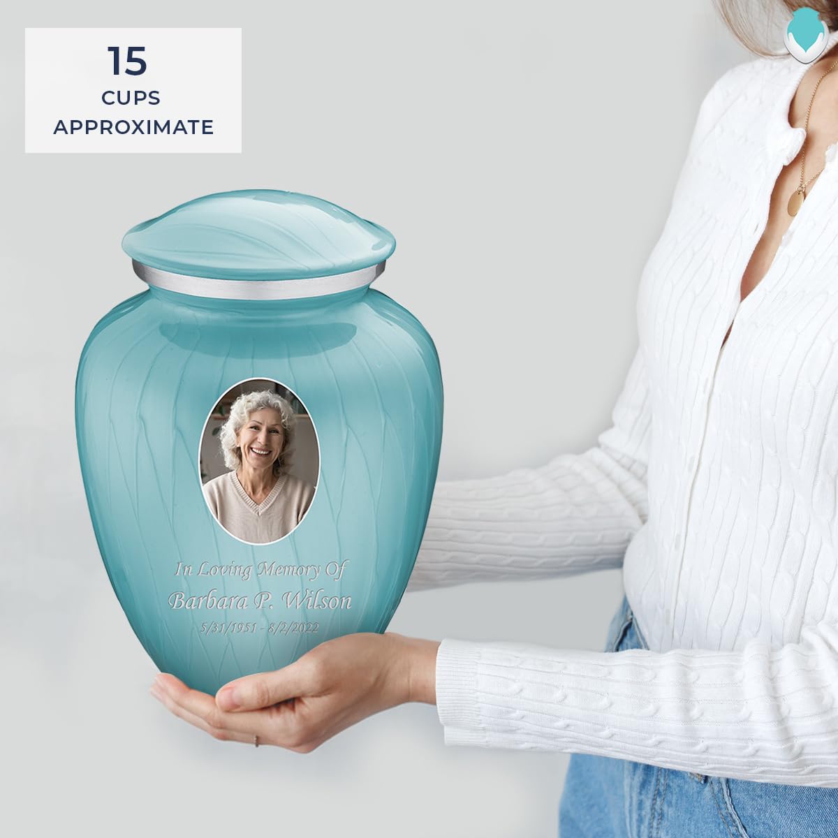 Geturns Embrace Adult Personalized Picture Cremation Urns for Human Ashes I Large Photo Black Funeral Urn for Men and Women I 200 lbs
