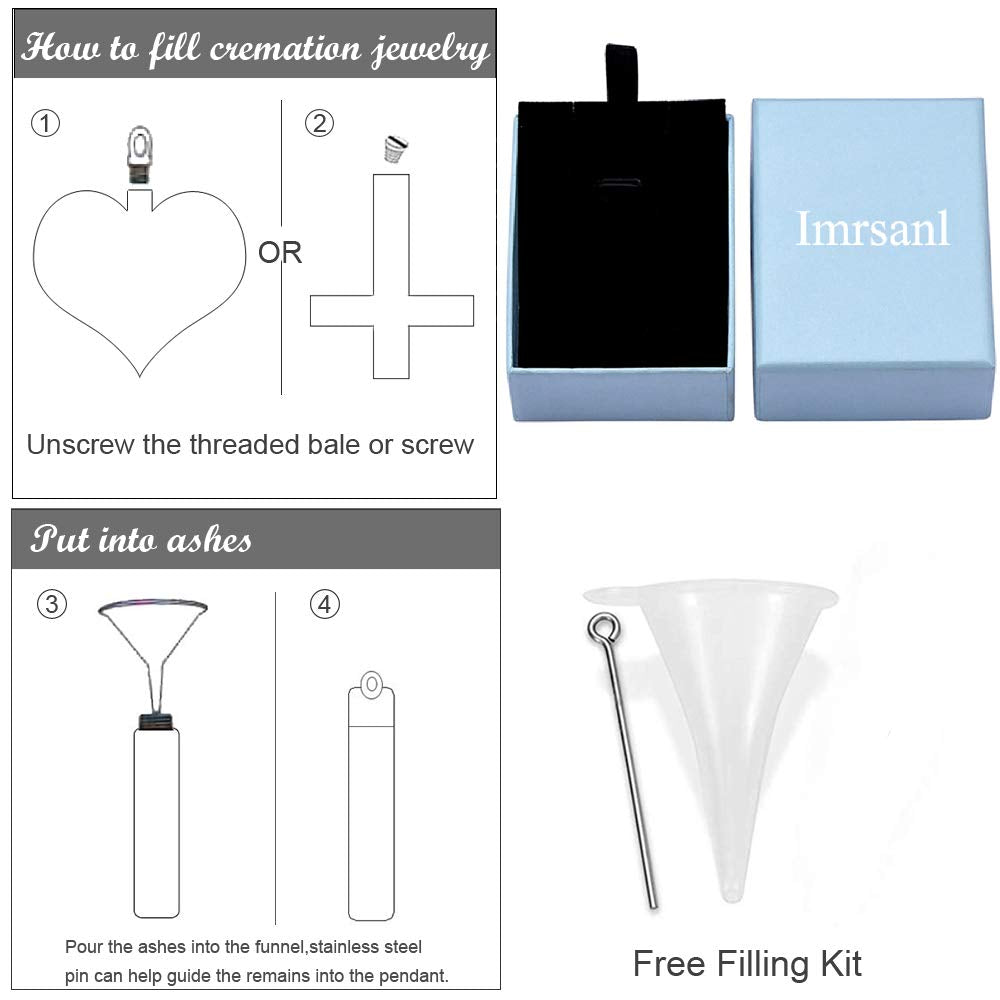 Imrsanl Cremation Jewelry for Ashes Pendant - Crystal Heart Urn Necklace with Mini Keepsake Urn Memorial Ash Jewelry