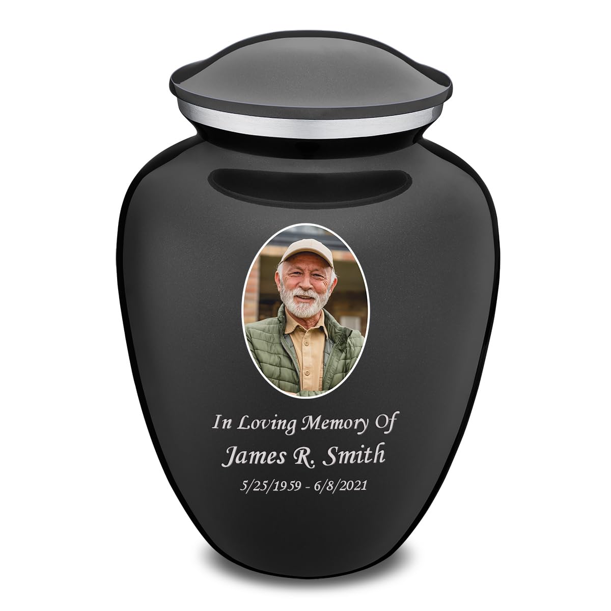 Geturns Embrace Adult Personalized Picture Cremation Urns for Human Ashes I Large Photo Black Funeral Urn for Men and Women I 200 lbs