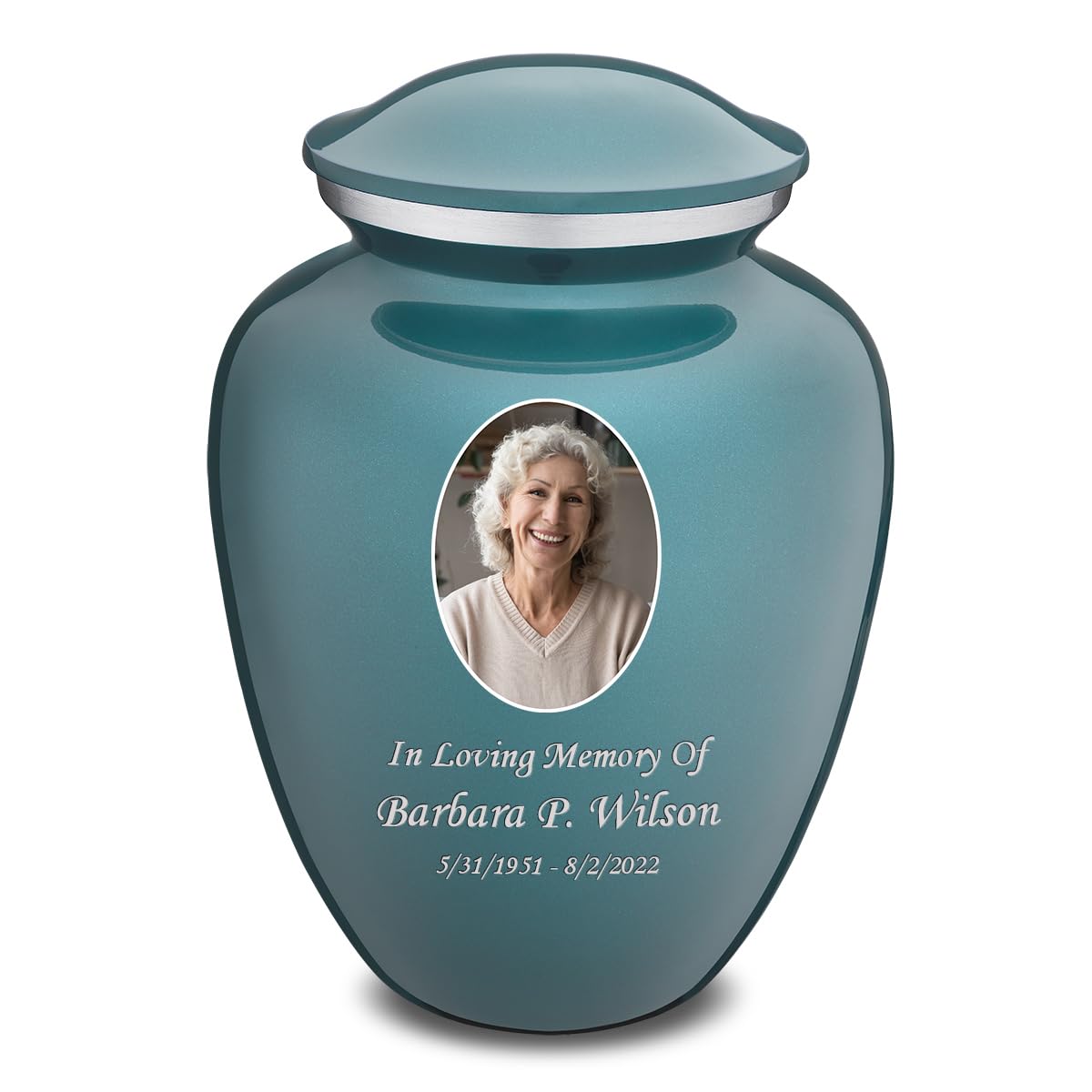 Geturns Embrace Adult Personalized Picture Cremation Urns for Human Ashes I Large Photo Black Funeral Urn for Men and Women I 200 lbs