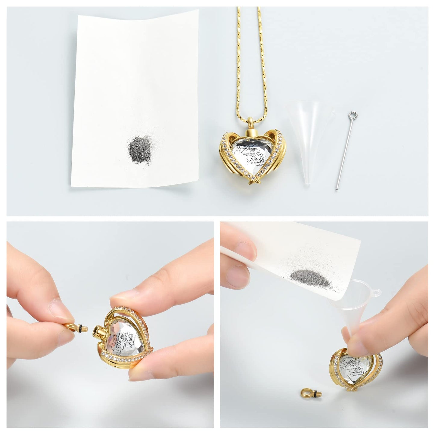 Imrsanl Cremation Jewelry for Ashes Pendant - Crystal Heart Urn Necklace with Mini Keepsake Urn Memorial Ash Jewelry