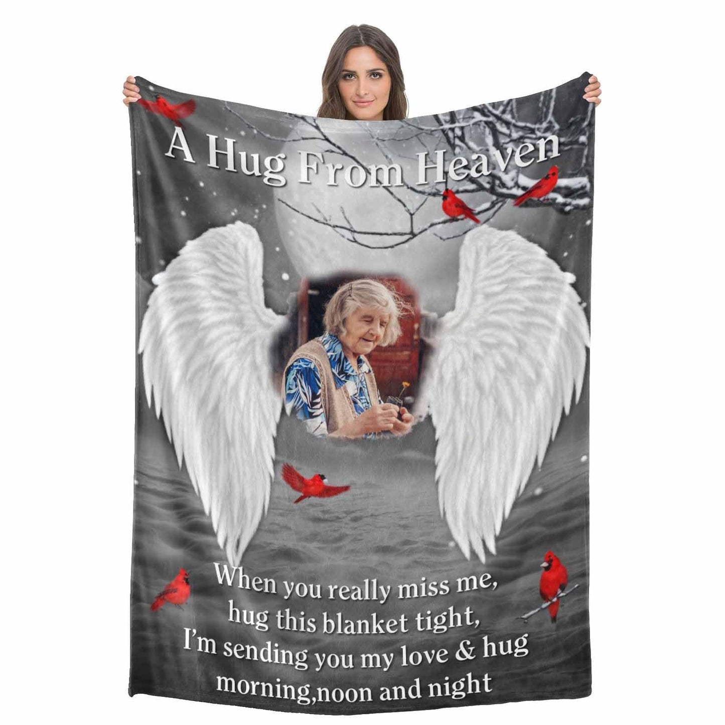 Custom Memorial Blanket with Photos for Loss of Loved One, Loving Memory Personalized Sympathy Blanket for Loss of Dad Mom Husband Wife Friend in Memory of Loved One Gifts, Made in USA
