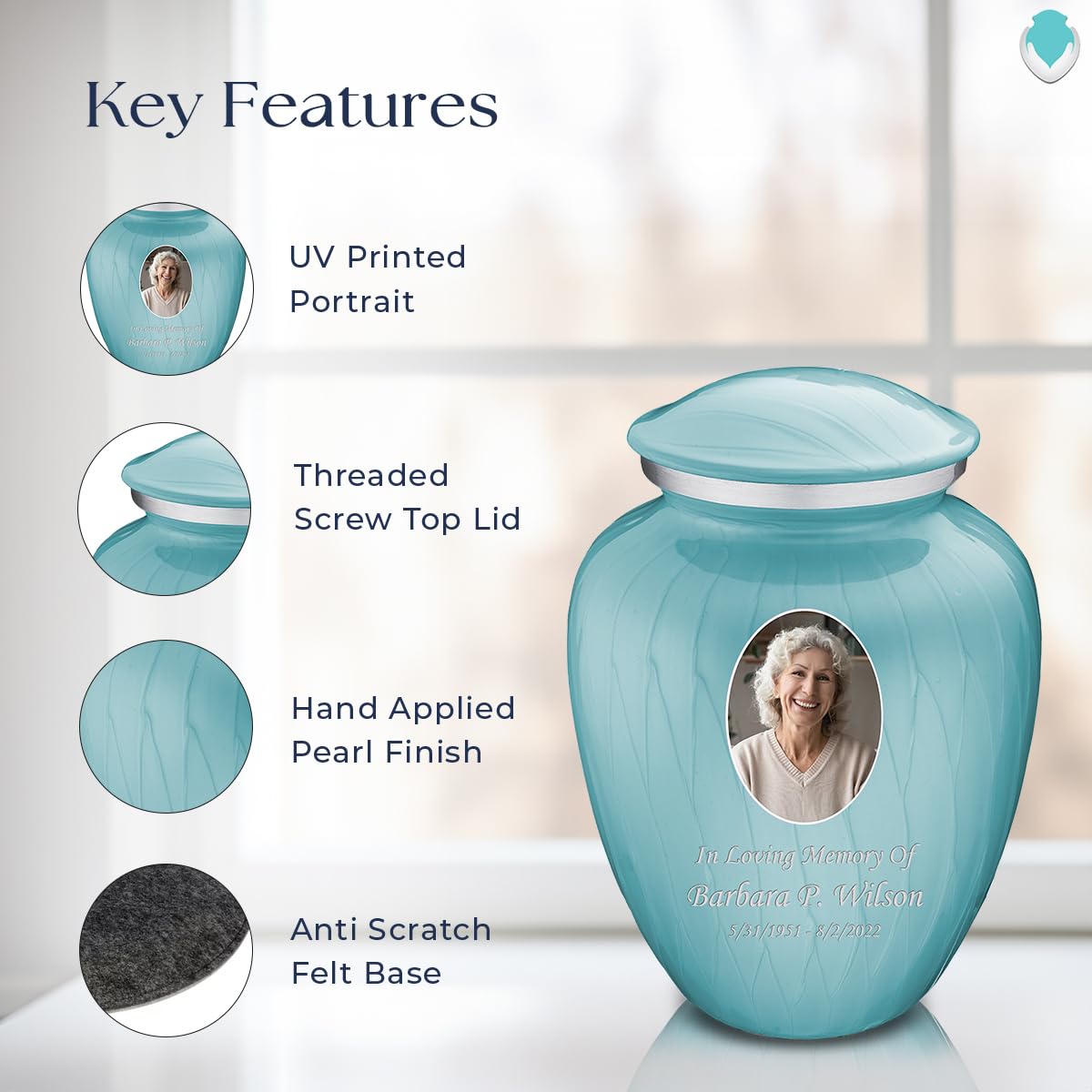 Geturns Embrace Adult Personalized Picture Cremation Urns for Human Ashes I Large Photo Black Funeral Urn for Men and Women I 200 lbs