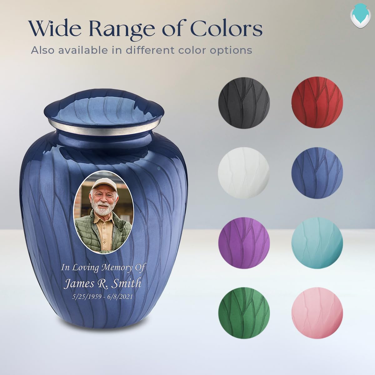 Geturns Embrace Adult Personalized Picture Cremation Urns for Human Ashes I Large Photo Black Funeral Urn for Men and Women I 200 lbs