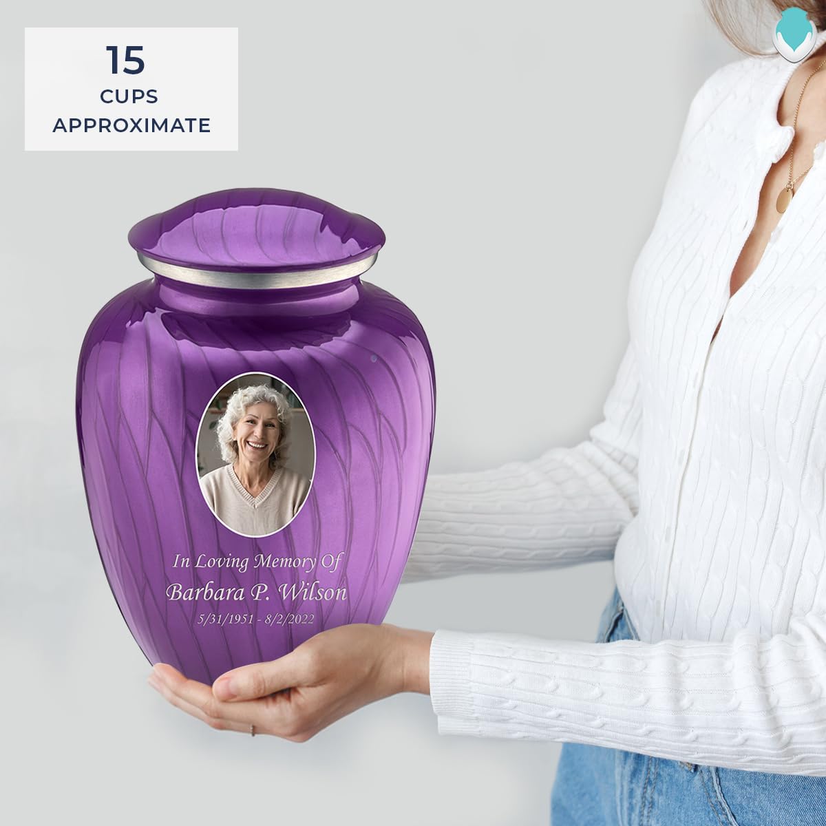 Geturns Embrace Adult Personalized Picture Cremation Urns for Human Ashes I Large Photo Black Funeral Urn for Men and Women I 200 lbs