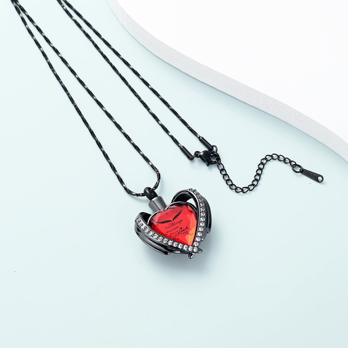 Imrsanl Cremation Jewelry for Ashes Pendant - Crystal Heart Urn Necklace with Mini Keepsake Urn Memorial Ash Jewelry