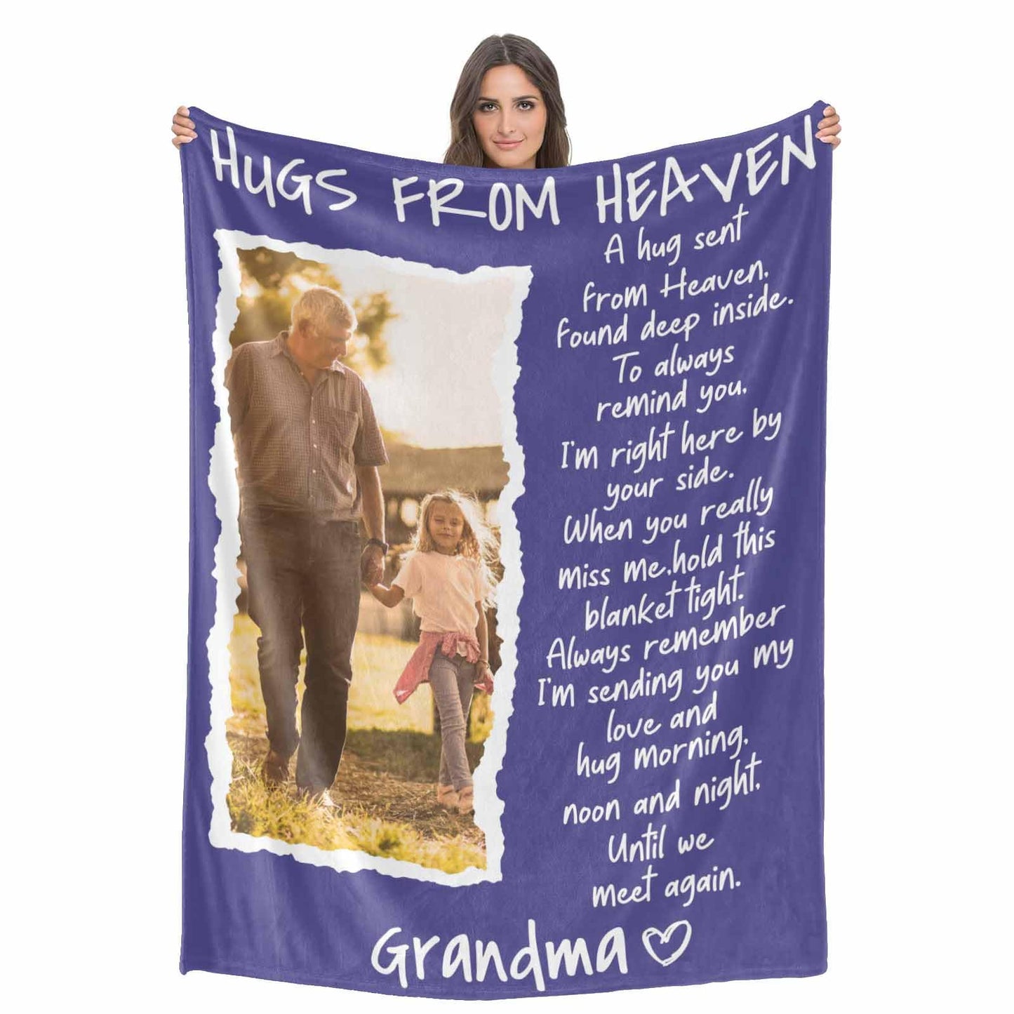Custom Memorial Blanket with Photos for Loss of Loved One, Loving Memory Personalized Sympathy Blanket for Loss of Dad Mom Husband Wife Friend in Memory of Loved One Gifts, Made in USA