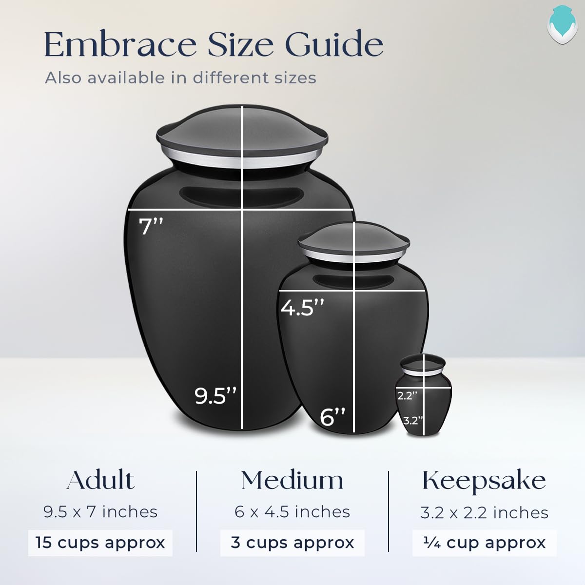 Geturns Embrace Adult Personalized Picture Cremation Urns for Human Ashes I Large Photo Black Funeral Urn for Men and Women I 200 lbs