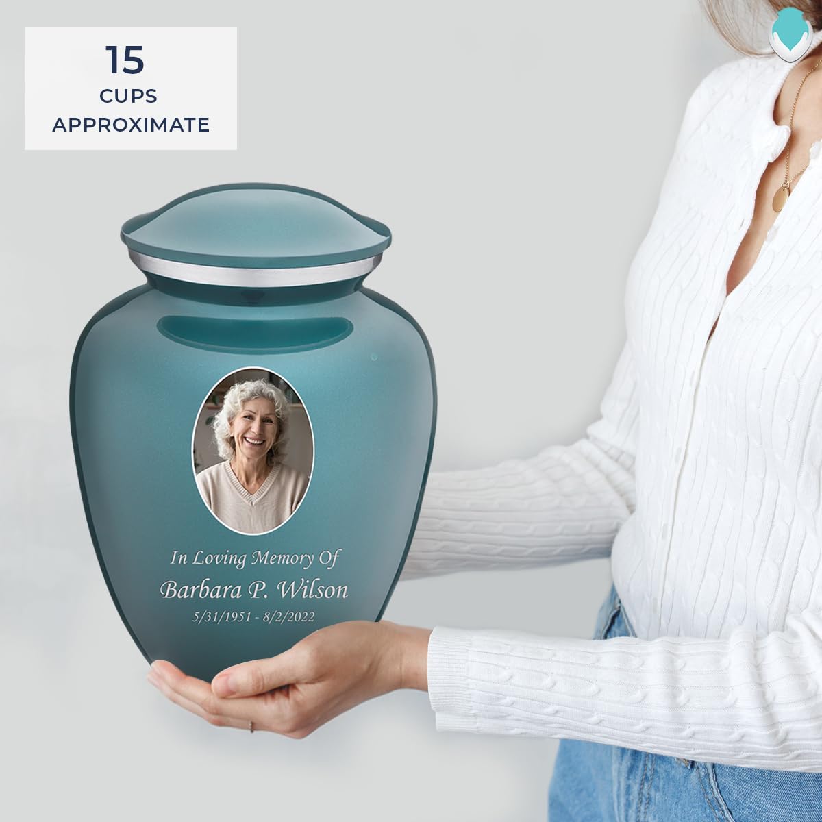 Geturns Embrace Adult Personalized Picture Cremation Urns for Human Ashes I Large Photo Black Funeral Urn for Men and Women I 200 lbs