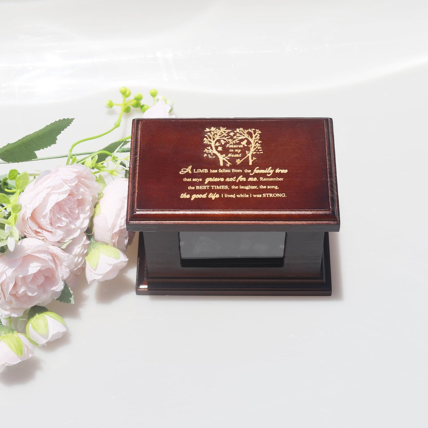 5.5 Inch Small Wooden Memorial Urn with Photo Frame, Keepsake Urn Box for Human/Pet Ashes - Wing