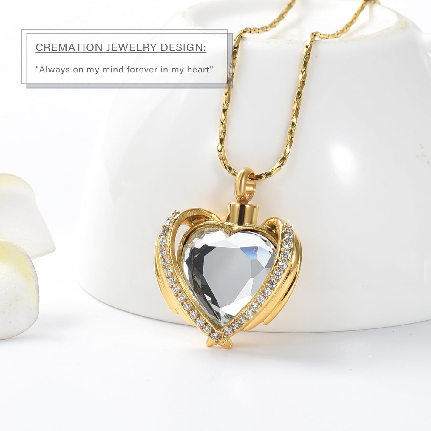Imrsanl Cremation Jewelry for Ashes Pendant - Crystal Heart Urn Necklace with Mini Keepsake Urn Memorial Ash Jewelry
