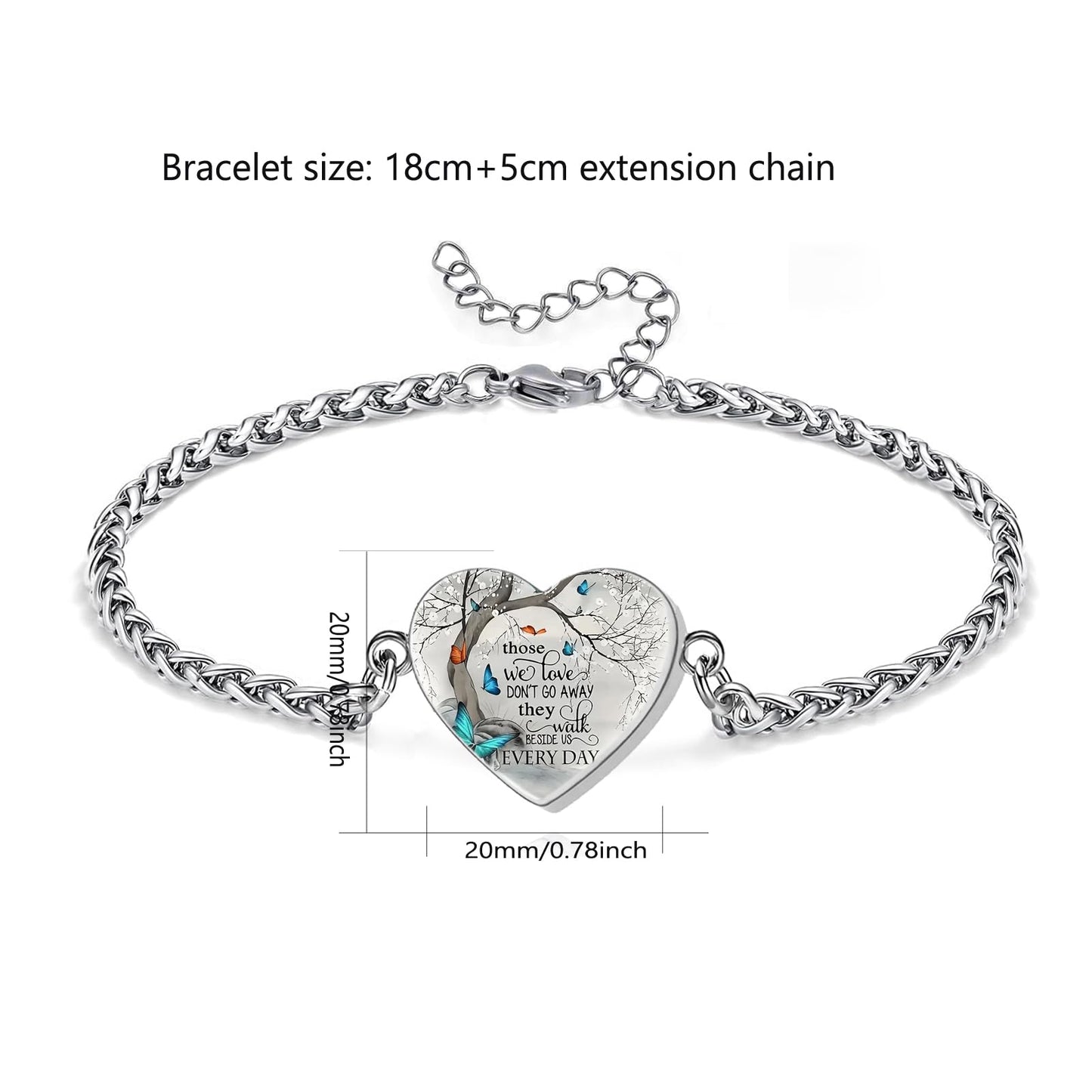 Cremation Jewelry Heart Urn Bracelet for Ashes for Women Memorial Pendant Human Ashes Keepsake Link Bracelet