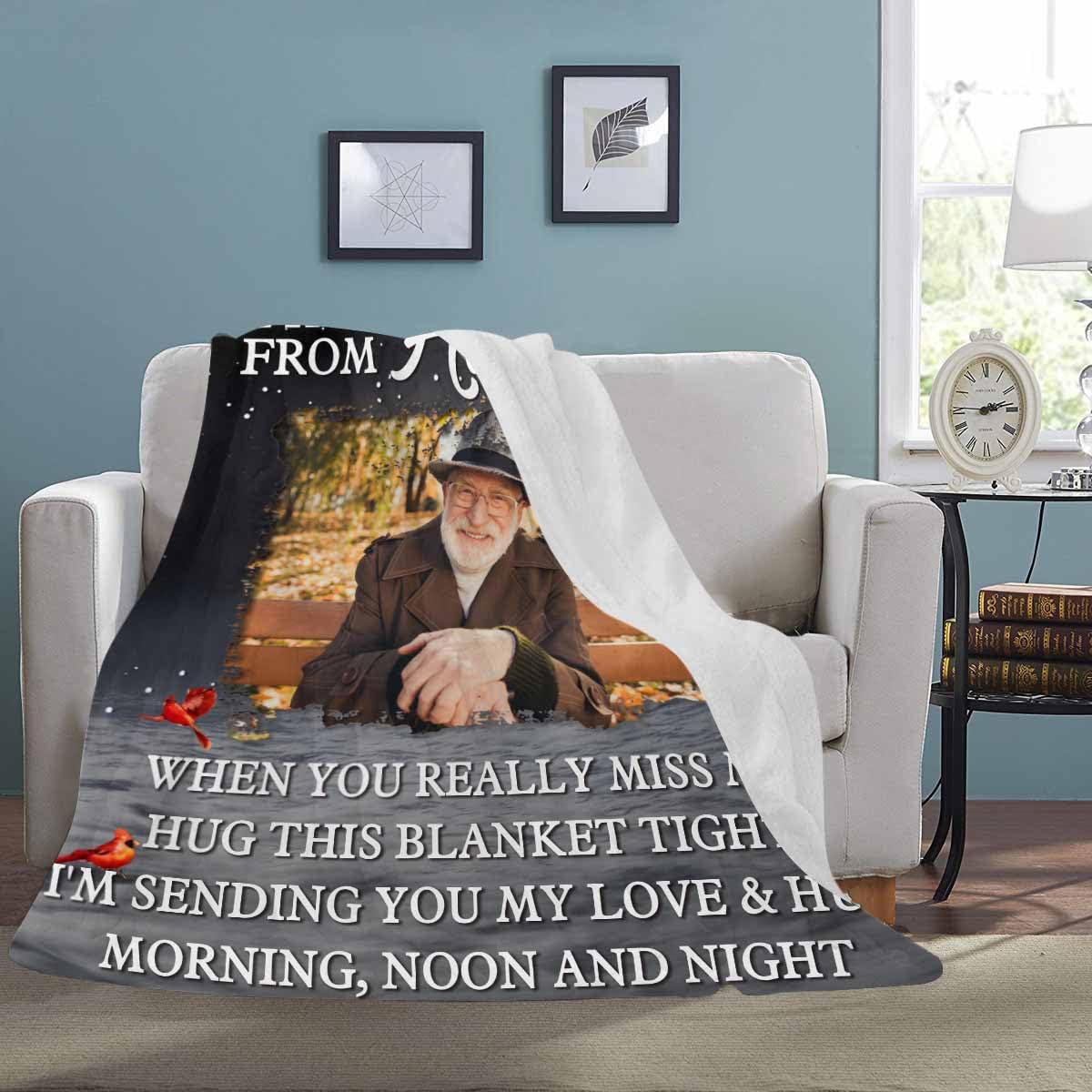 Custom Memorial Blanket with Photos for Loss of Loved One, Loving Memory Personalized Sympathy Blanket for Loss of Dad Mom Husband Wife Friend in Memory of Loved One Gifts, Made in USA