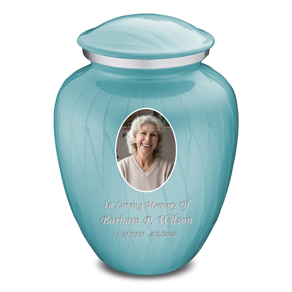 Geturns Embrace Adult Personalized Picture Cremation Urns for Human Ashes I Large Photo Black Funeral Urn for Men and Women I 200 lbs