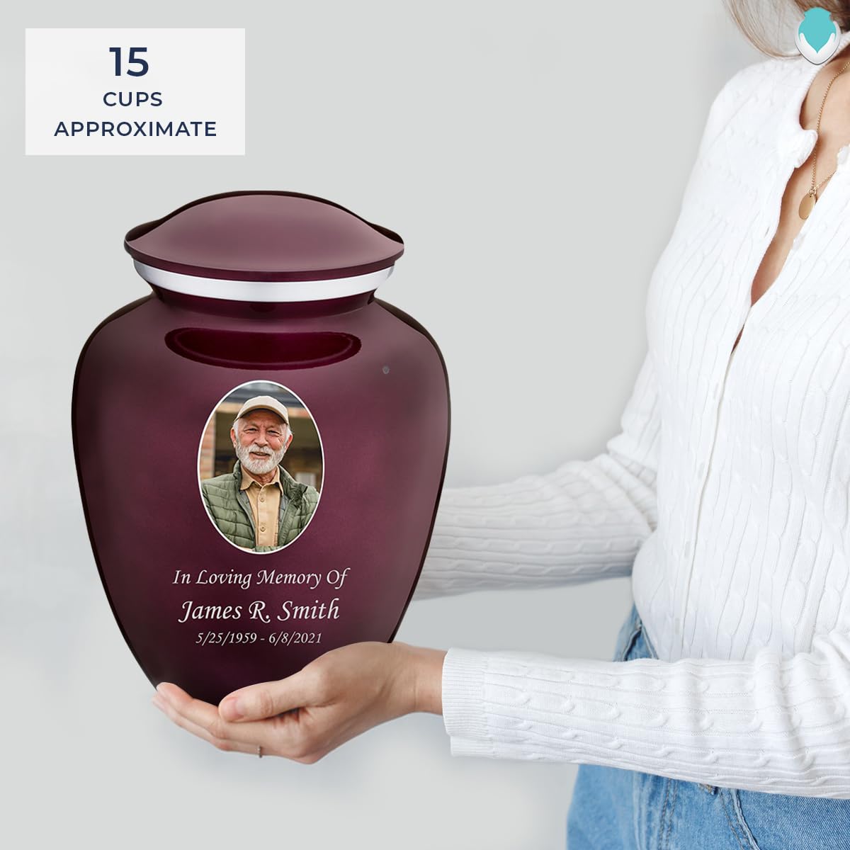 Geturns Embrace Adult Personalized Picture Cremation Urns for Human Ashes I Large Photo Black Funeral Urn for Men and Women I 200 lbs