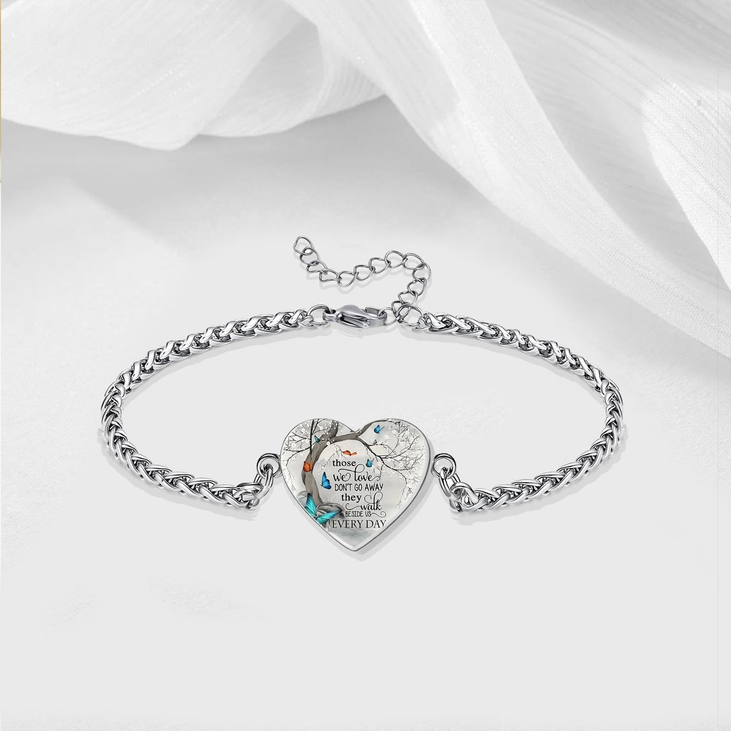 Cremation Jewelry Heart Urn Bracelet for Ashes for Women Memorial Pendant Human Ashes Keepsake Link Bracelet