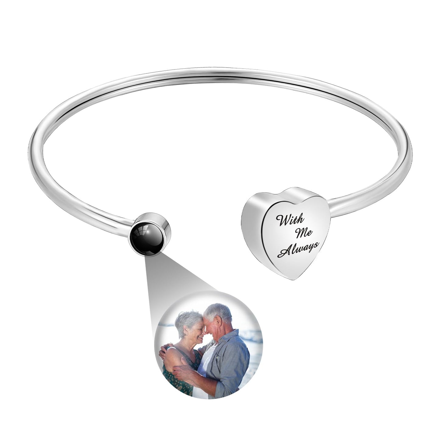 XIUDA Urn Bracelet for Human Ashes Butterfly Heart Ash Bracelet for Women Stainless Steel Openable Cuff Bangle Cremation Bracelet - Always in My Heart