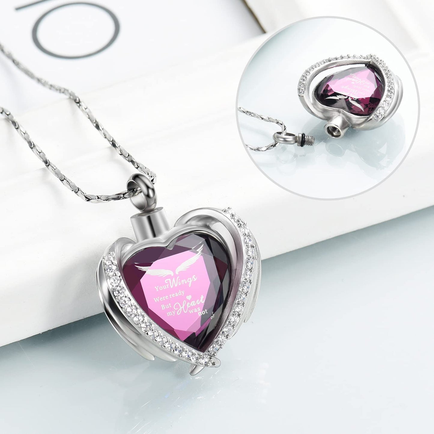 Imrsanl Cremation Jewelry for Ashes Pendant - Crystal Heart Urn Necklace with Mini Keepsake Urn Memorial Ash Jewelry