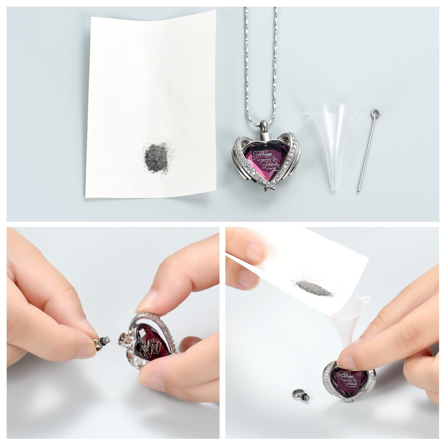 Imrsanl Cremation Jewelry for Ashes Pendant - Crystal Heart Urn Necklace with Mini Keepsake Urn Memorial Ash Jewelry