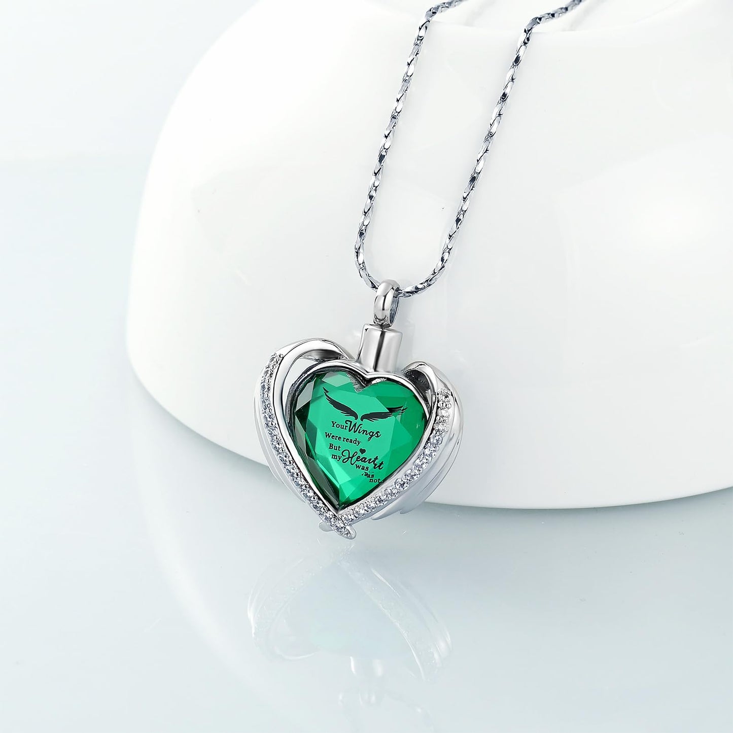 Imrsanl Cremation Jewelry for Ashes Pendant - Crystal Heart Urn Necklace with Mini Keepsake Urn Memorial Ash Jewelry