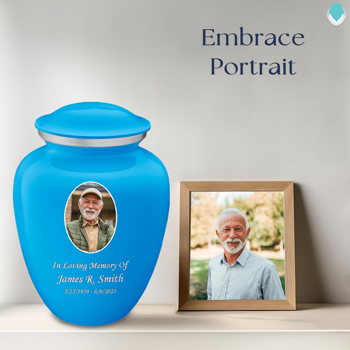Geturns Embrace Adult Personalized Picture Cremation Urns for Human Ashes I Large Photo Black Funeral Urn for Men and Women I 200 lbs
