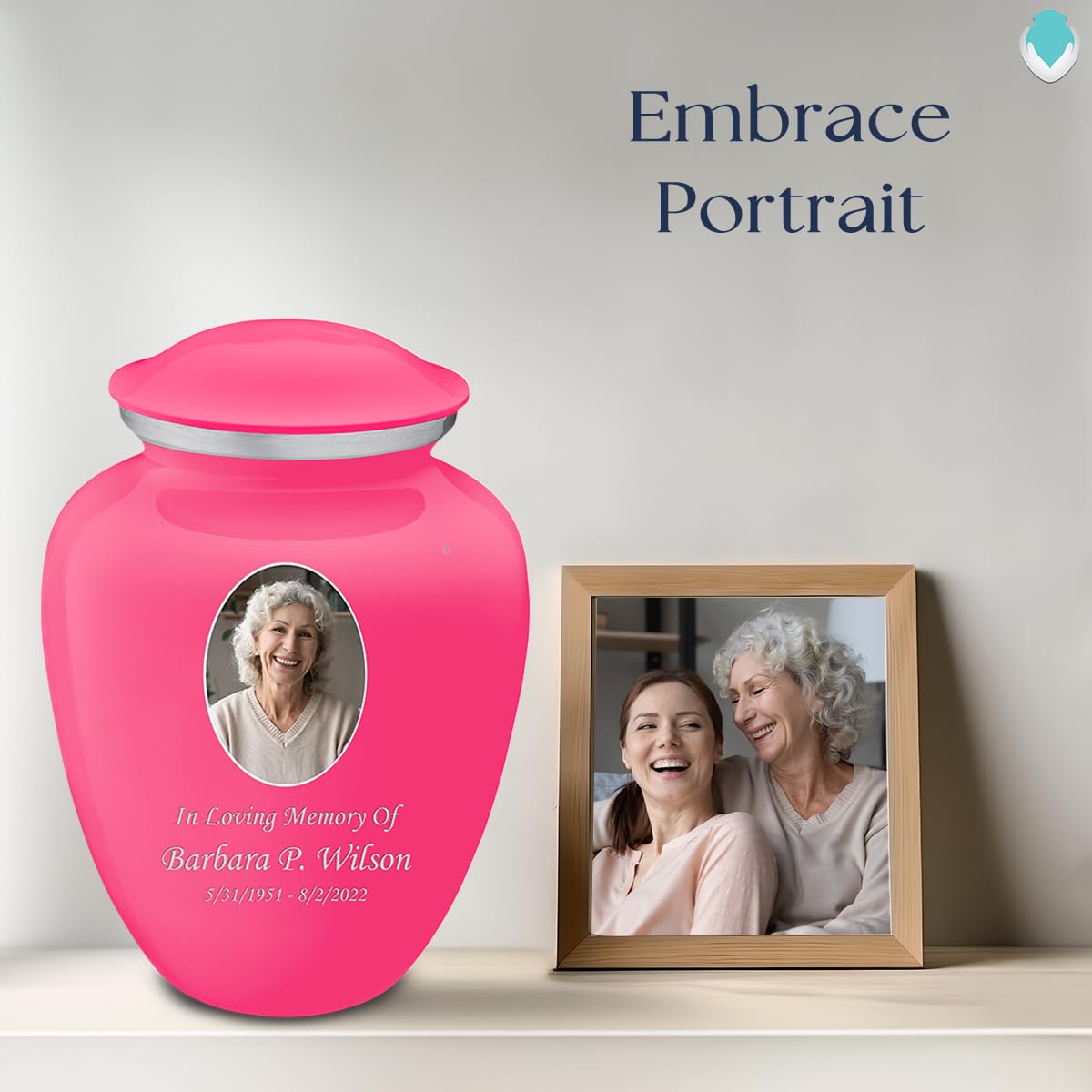 Geturns Embrace Adult Personalized Picture Cremation Urns for Human Ashes I Large Photo Black Funeral Urn for Men and Women I 200 lbs
