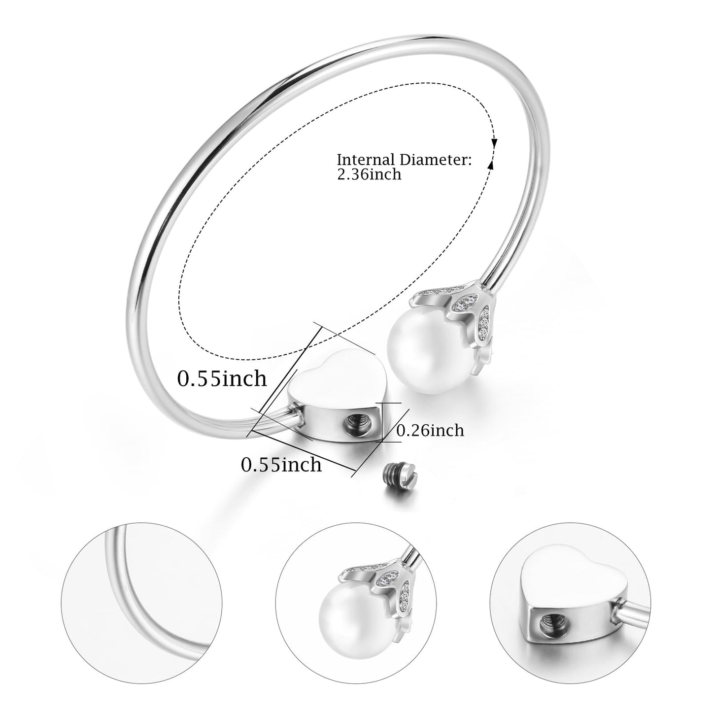 XIUDA Urn Bracelet for Human Ashes Butterfly Heart Ash Bracelet for Women Stainless Steel Openable Cuff Bangle Cremation Bracelet - Always in My Heart