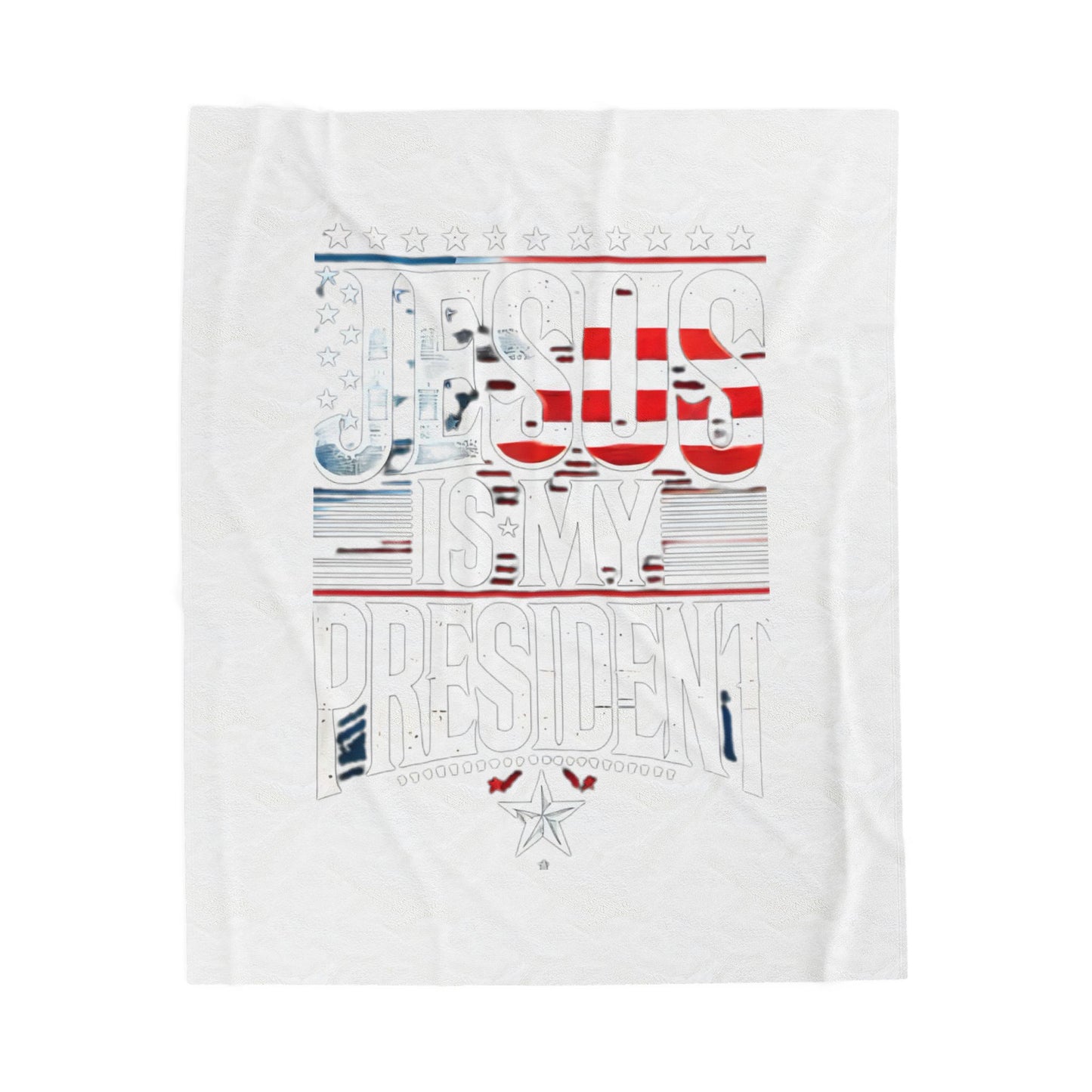 Patriotic Velveteen Plush Blanket | 'Jesus is My President' Cozy Throw for Faith & Freedom