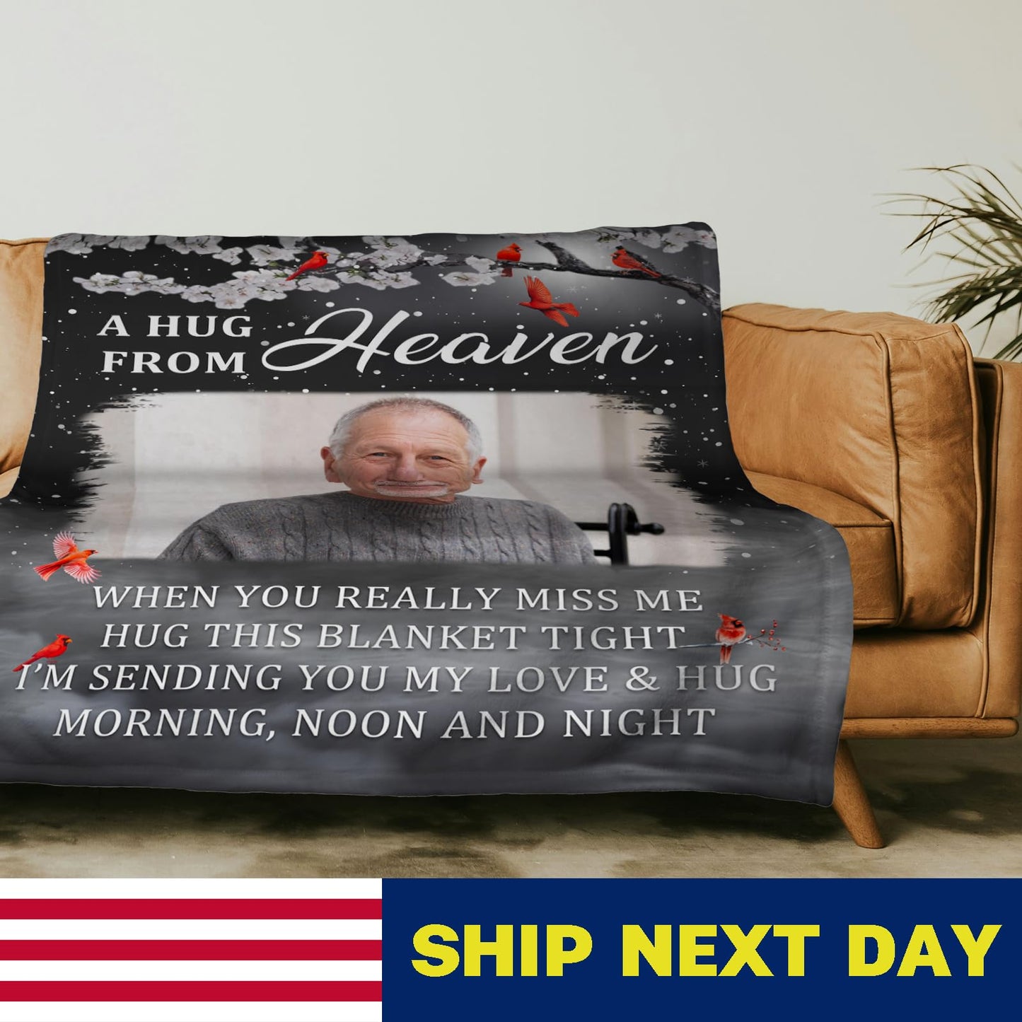 Custom Memorial Blanket with Photo for Loss of Loved One, Memorial Gifts for Loss of Mom Dad, Personalized Sympathy Bereavement Remembrance Grieving Gifts for Loss of Daughter Son
