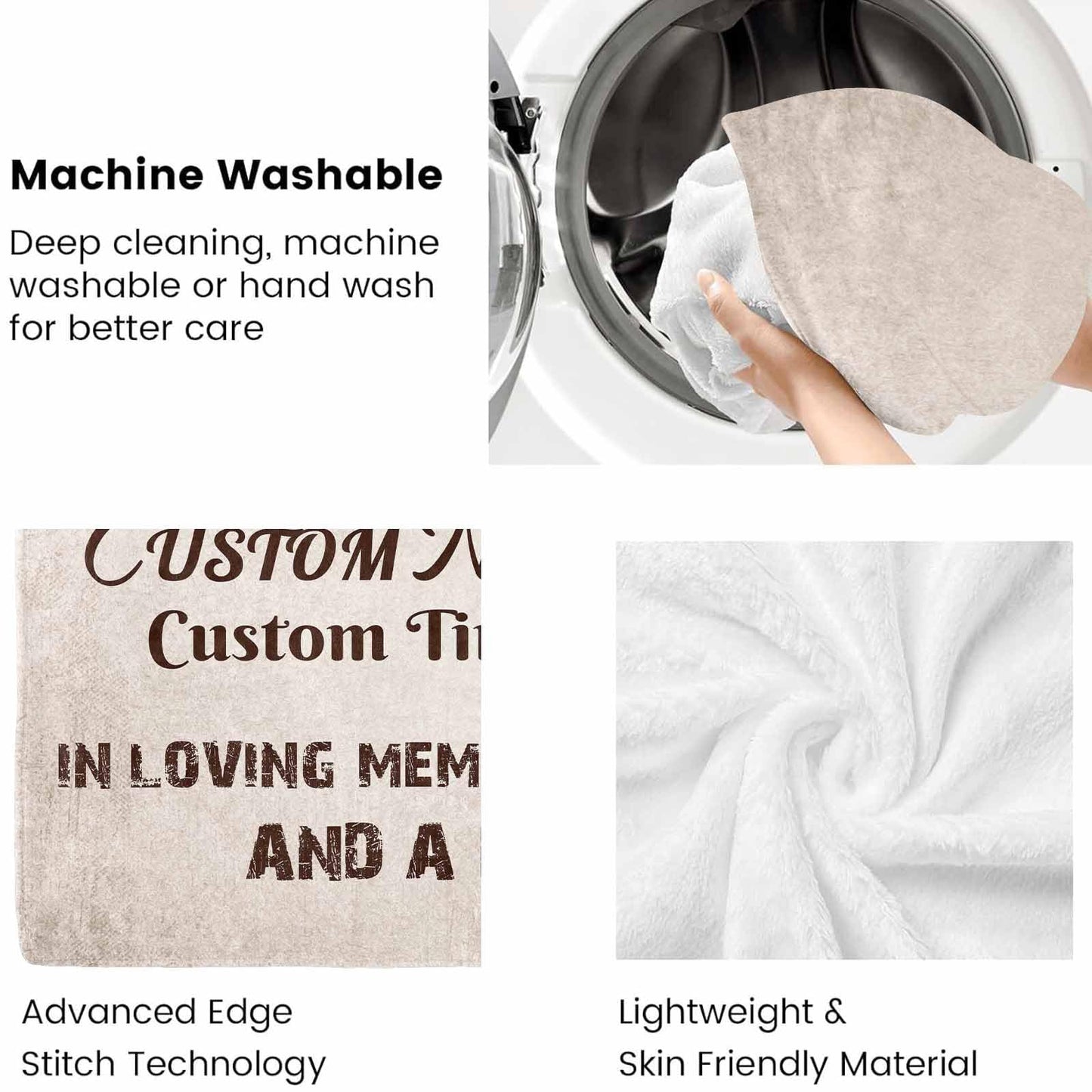 Custom Memorial Blanket with Photos for Loss of Loved One, Loving Memory Personalized Sympathy Blanket for Loss of Dad Mom Husband Wife Friend in Memory of Loved One Gifts, Made in USA
