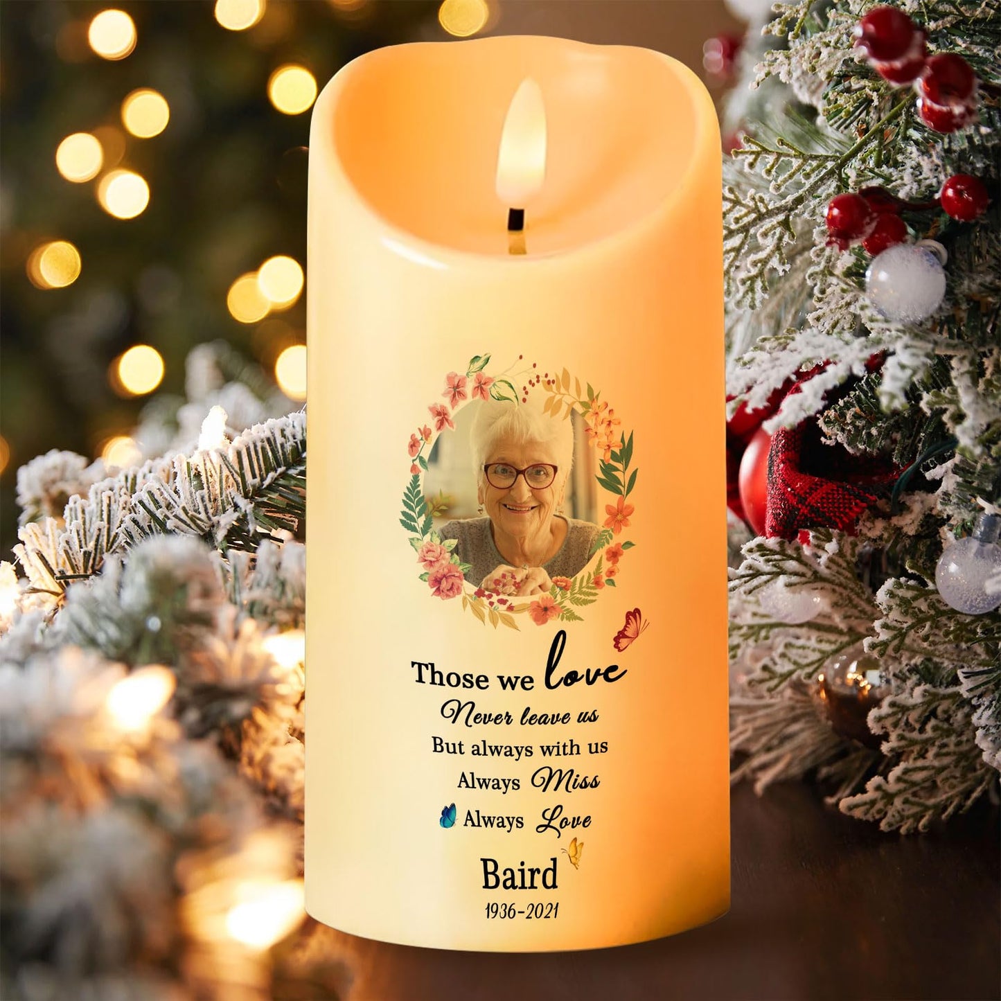 Personalized Photo 3D LED Candles Bereavement Gift Idea Custom Flameless Candles for Loss of Loved One Dad Mom Husband Wife Friend