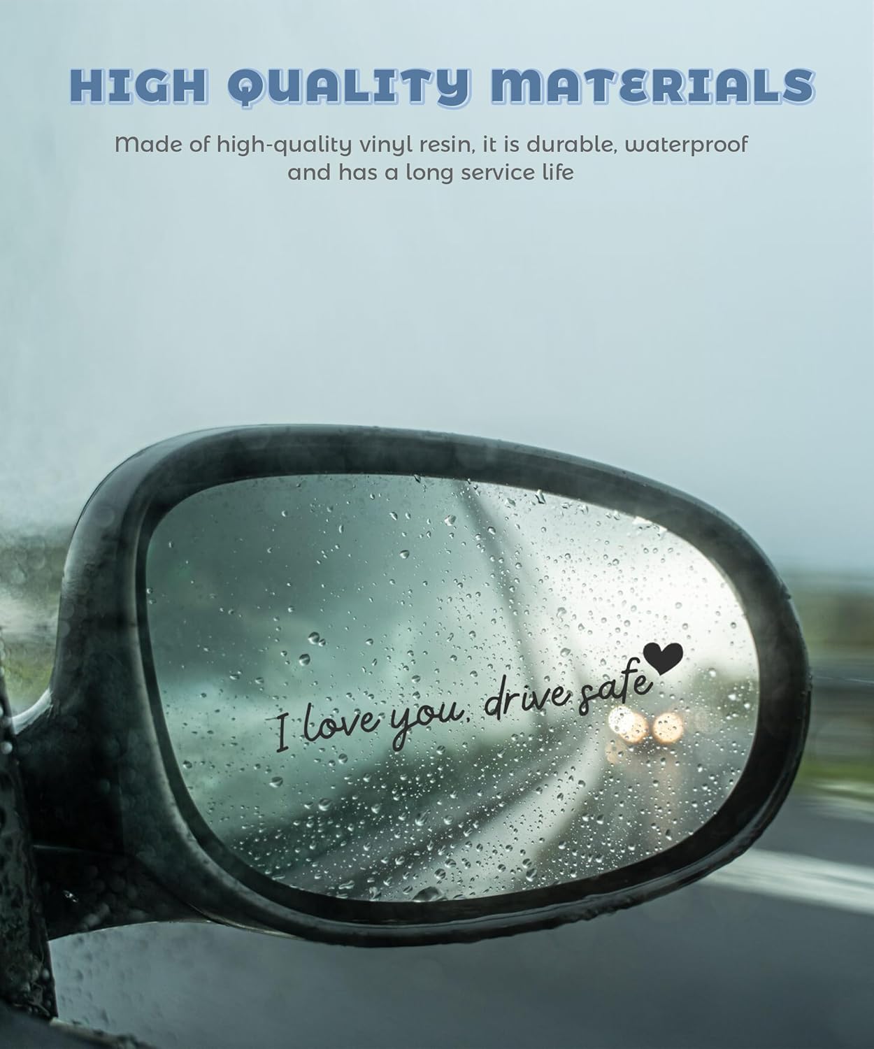 4PCS Car Stickers,Car Decals,Car Accessories Vinyl Rearview Mirror Decal Decor,Auto Stickers and Decals,Self Affirmations Decal,Cute Auto Decals for Women (Black, I Love You Drive Safe)