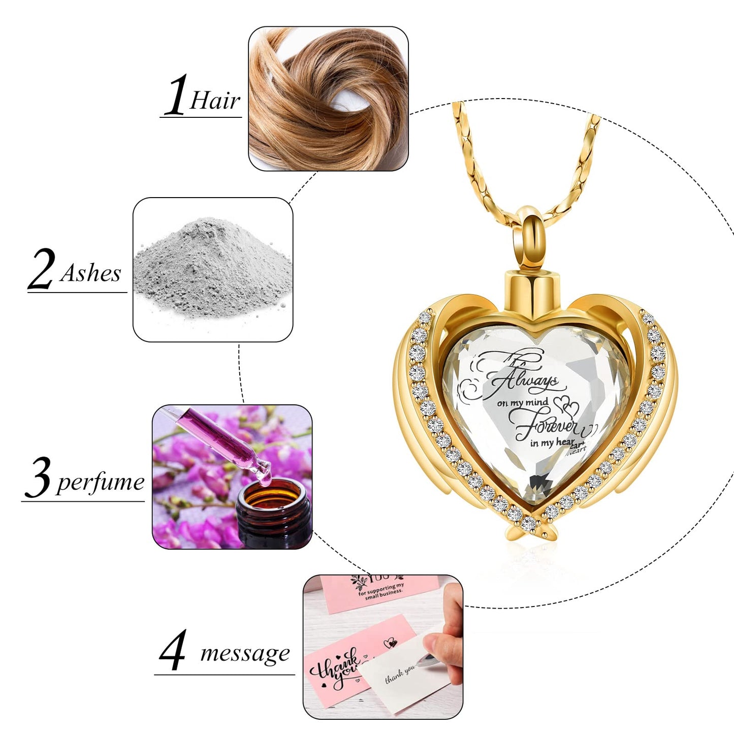 Imrsanl Cremation Jewelry for Ashes Pendant - Crystal Heart Urn Necklace with Mini Keepsake Urn Memorial Ash Jewelry