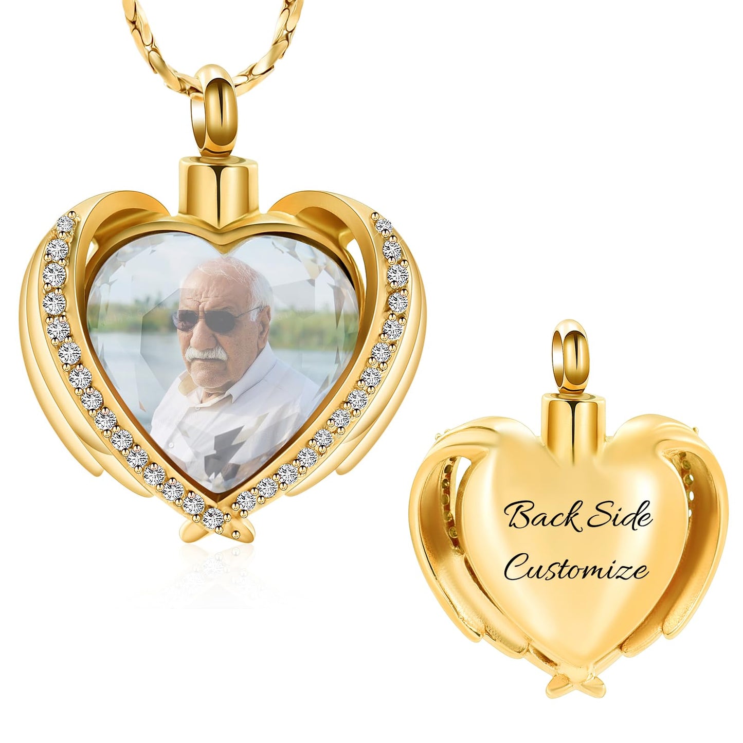 Imrsanl Cremation Jewelry for Ashes Pendant - Crystal Heart Urn Necklace with Mini Keepsake Urn Memorial Ash Jewelry