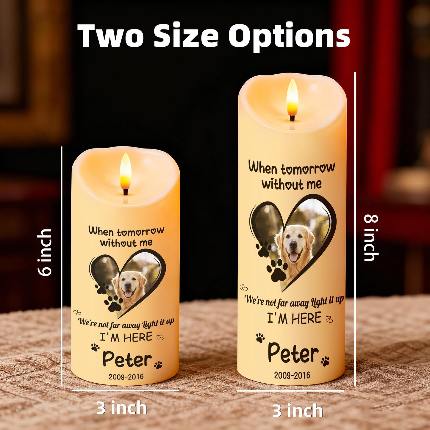 Personalized Memorial Candles for Loss of Loved One, Custom Memorial Flamless LED Candle with Photo Name, Sympathy Gifts for Loss of Mom Dad Deceased