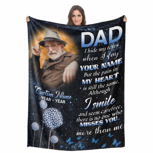 Custom Memorial Blanket with Photos for Loss of Loved One, Loving Memory Personalized Sympathy Blanket for Loss of Dad Mom Husband Wife Friend in Memory of Loved One Gifts, Made in USA