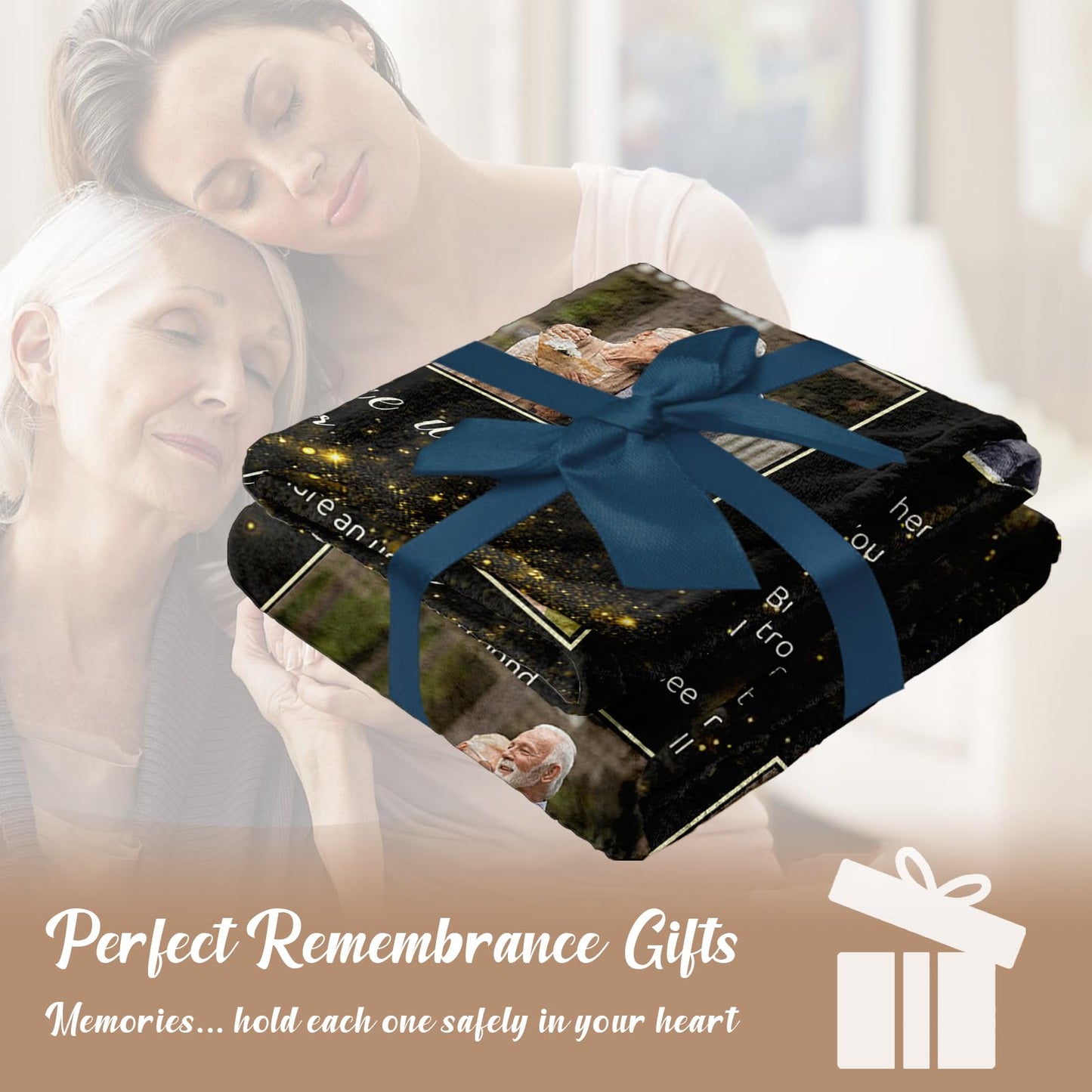 Vsmoedb Custom Memorial Blanket with Pictures, Sympathy Blanket for Loss of Loved One, Memorial Blankets for Loss of Mom Dad, Memory Blankets Memorial Gifts for Loss of Loved One Made in USA