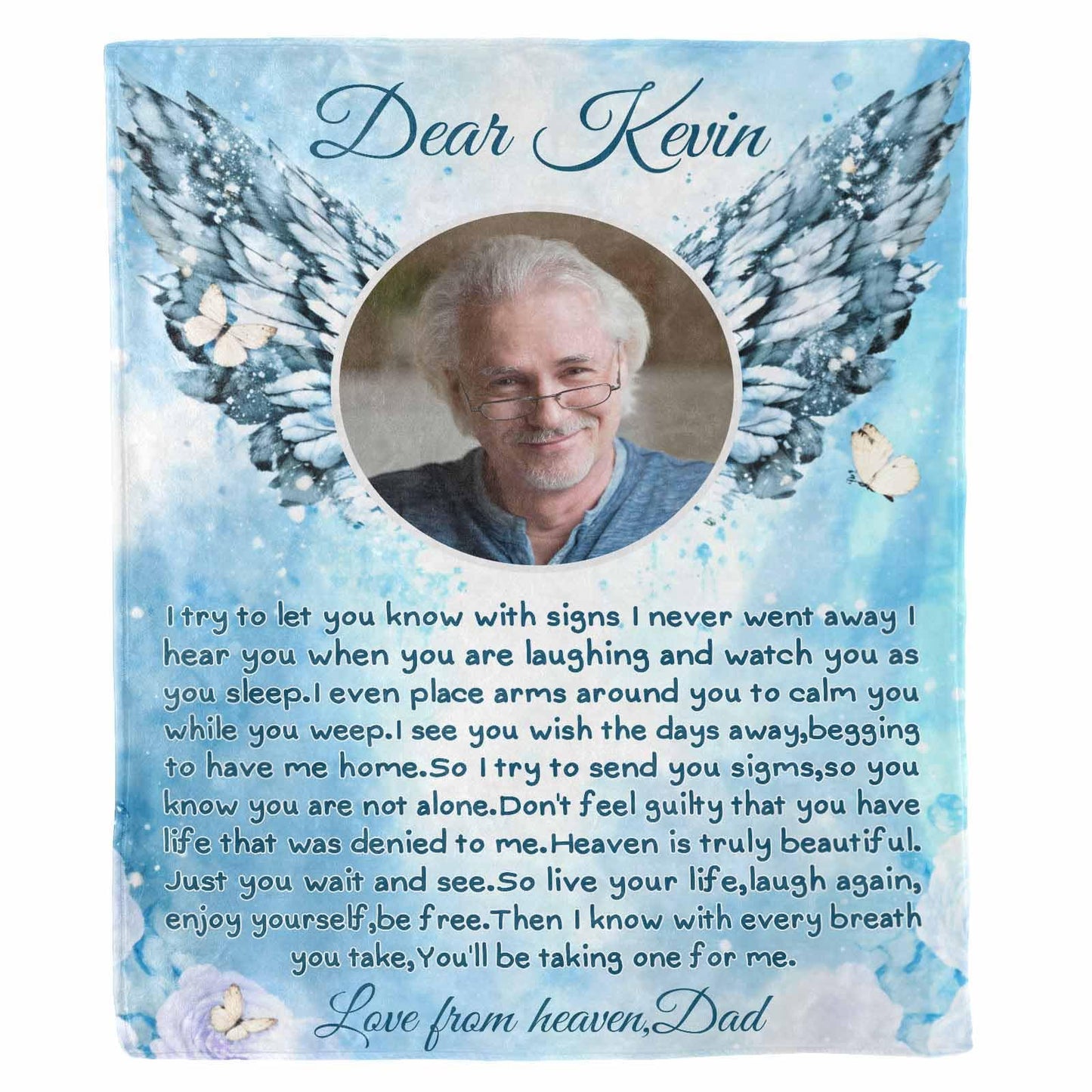 Custom Memorial Blanket with Photos for Loss of Loved One, Loving Memory Personalized Sympathy Blanket for Loss of Dad Mom Husband Wife Friend in Memory of Loved One Gifts, Made in USA