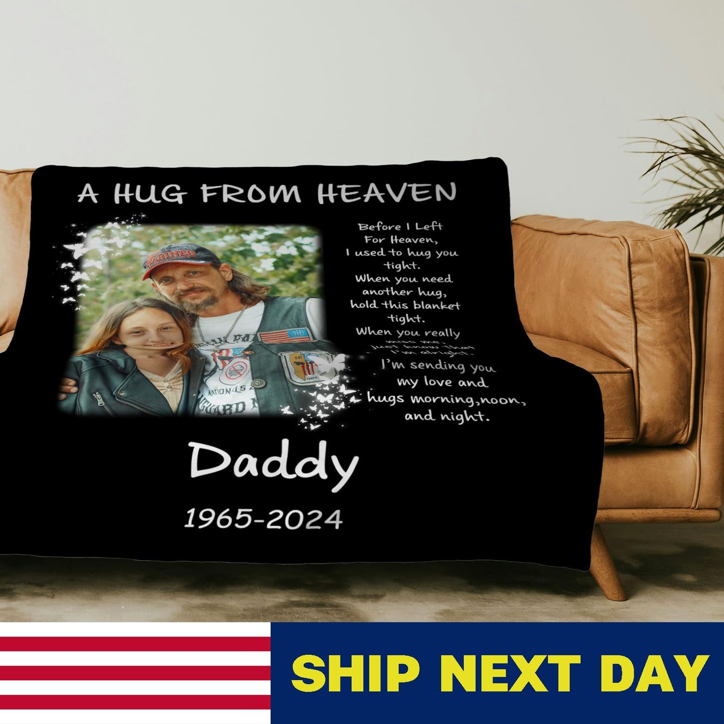 Custom Memorial Blanket with Photo for Loss of Loved One, Memorial Gifts for Loss of Mom Dad, Personalized Sympathy Bereavement Remembrance Grieving Gifts for Loss of Daughter Son