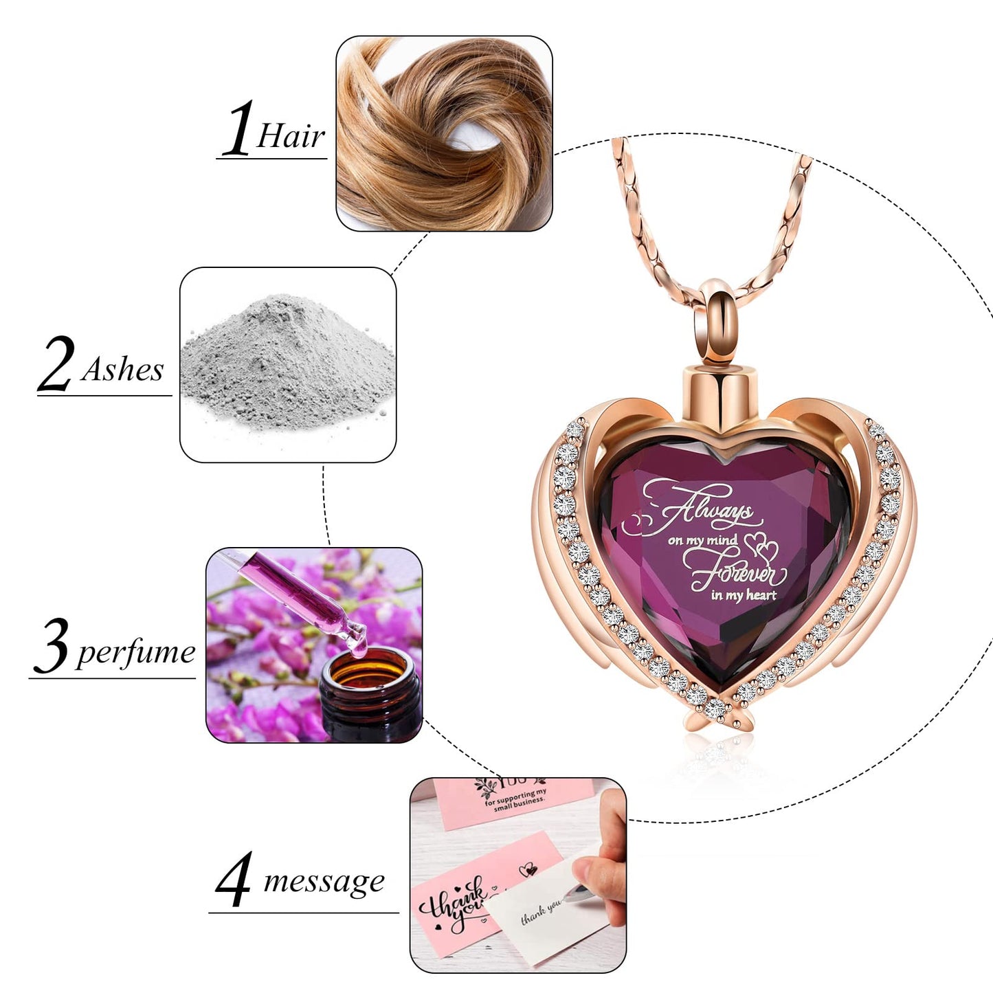 Imrsanl Cremation Jewelry for Ashes Pendant - Crystal Heart Urn Necklace with Mini Keepsake Urn Memorial Ash Jewelry