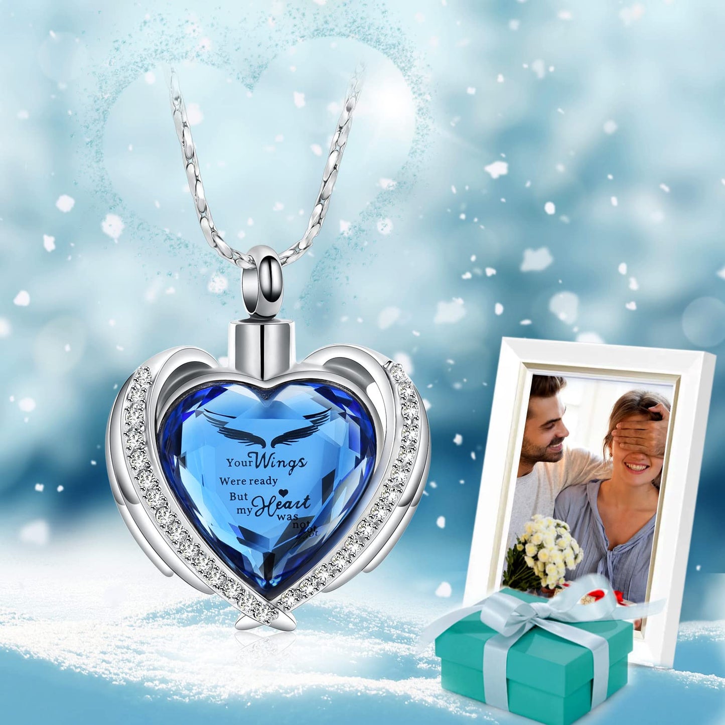 Imrsanl Cremation Jewelry for Ashes Pendant - Crystal Heart Urn Necklace with Mini Keepsake Urn Memorial Ash Jewelry