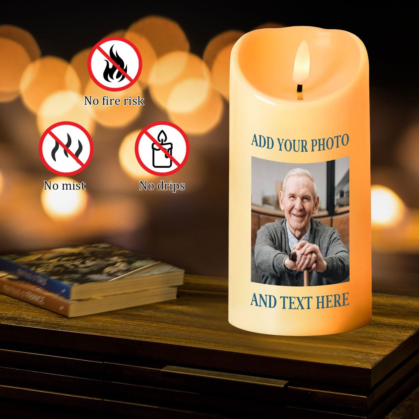 Personalized Photo 3D LED Candles Bereavement Gift Idea Custom Flameless Candles for Loss of Loved One Dad Mom Husband Wife Friend