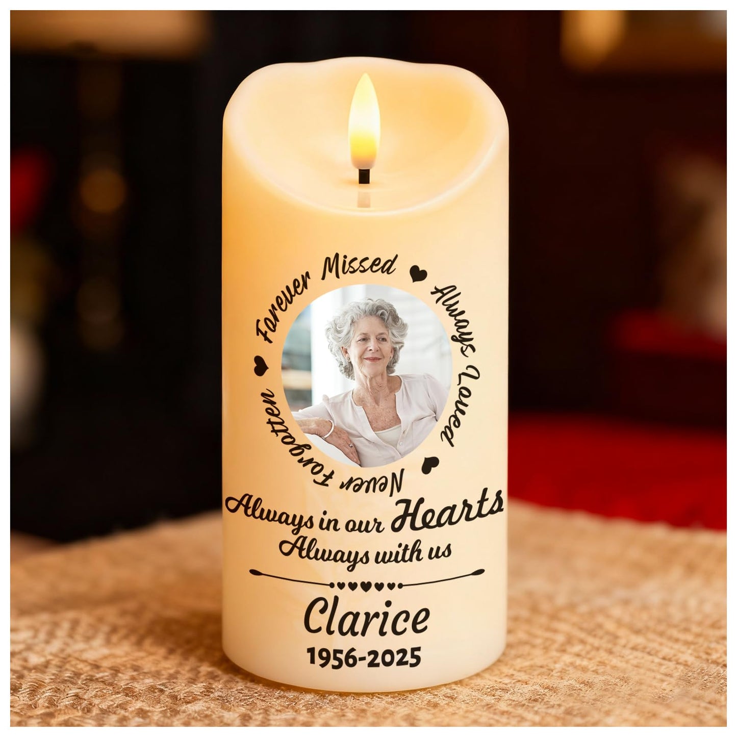 Personalized Memorial Candles for Loss of Loved One, Custom Memorial Flamless LED Candle with Photo Name, Sympathy Gifts for Loss of Mom Dad Deceased
