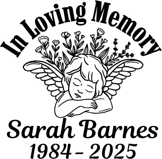 Loving Memory Angel Car Decal | Customizable Memorial Vinyl Sticker | Multiple Colors Available