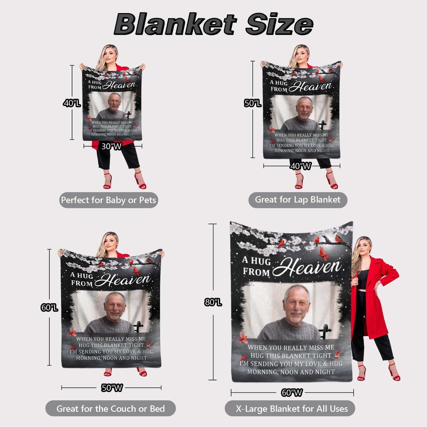 Custom Memorial Blanket with Photo for Loss of Loved One, Memorial Gifts for Loss of Mom Dad, Personalized Sympathy Bereavement Remembrance Grieving Gifts for Loss of Daughter Son