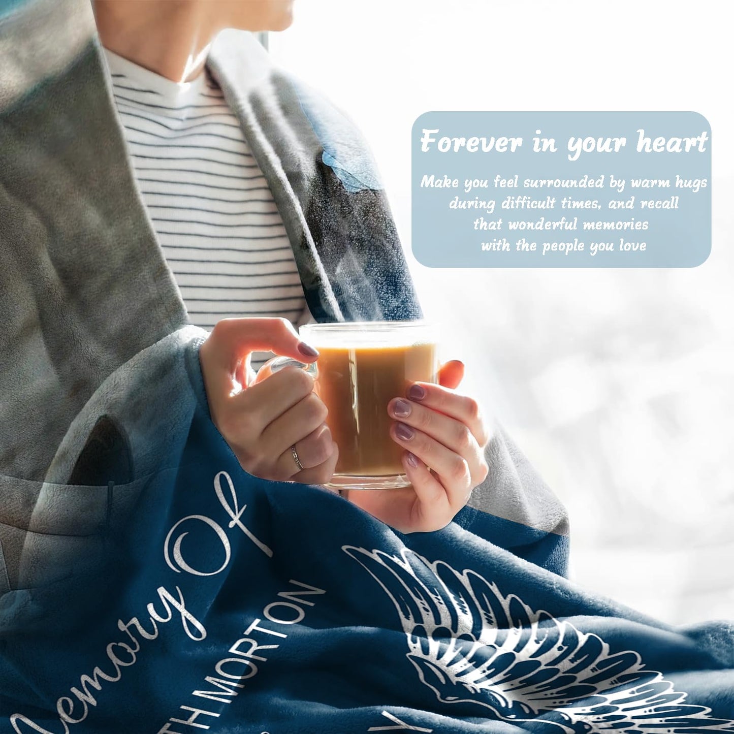 Vsmoedb Custom Memorial Blanket with Pictures, Sympathy Blanket for Loss of Loved One, Memorial Blankets for Loss of Mom Dad, Memory Blankets Memorial Gifts for Loss of Loved One Made in USA