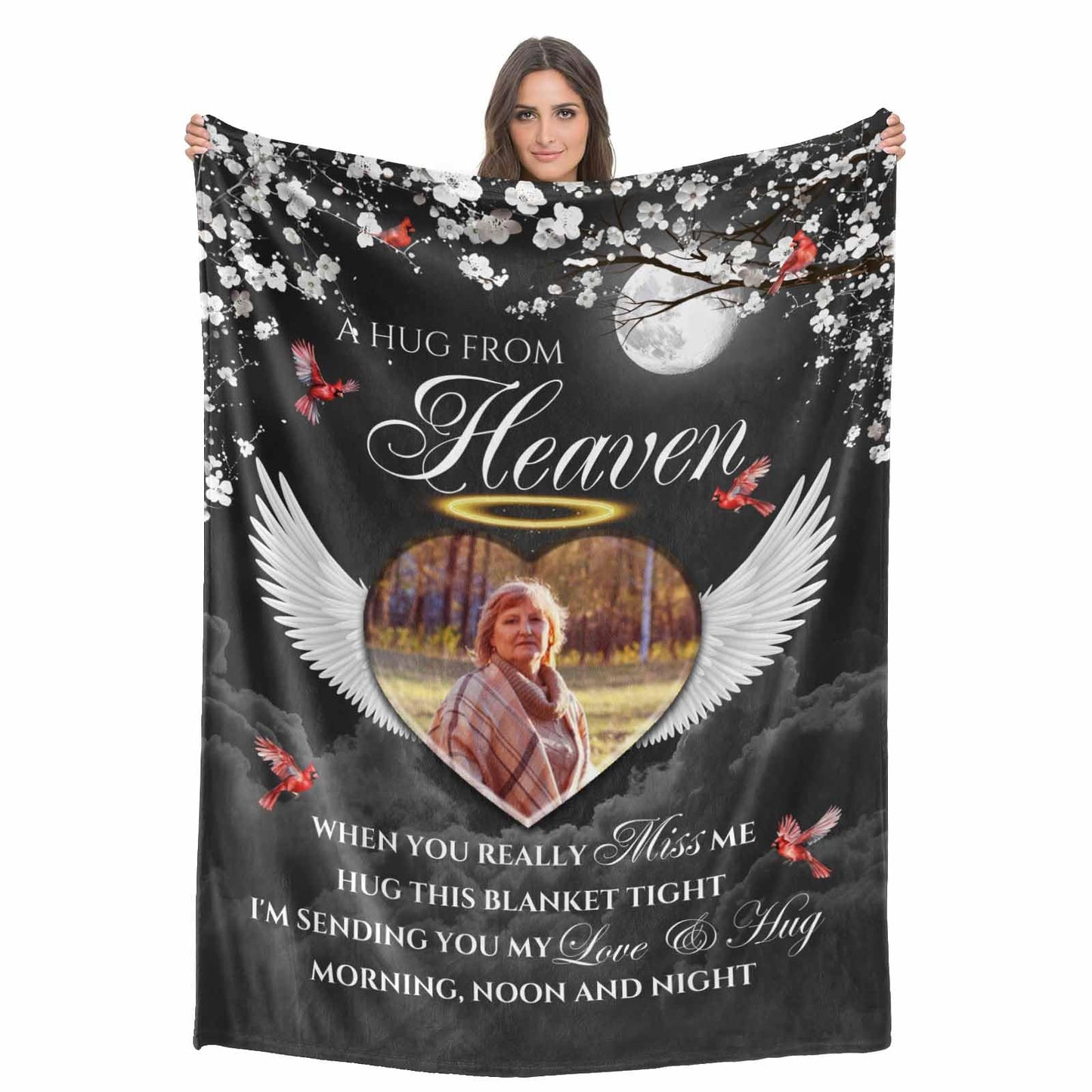 Custom Memorial Blanket with Photos for Loss of Loved One, Loving Memory Personalized Sympathy Blanket for Loss of Dad Mom Husband Wife Friend in Memory of Loved One Gifts, Made in USA
