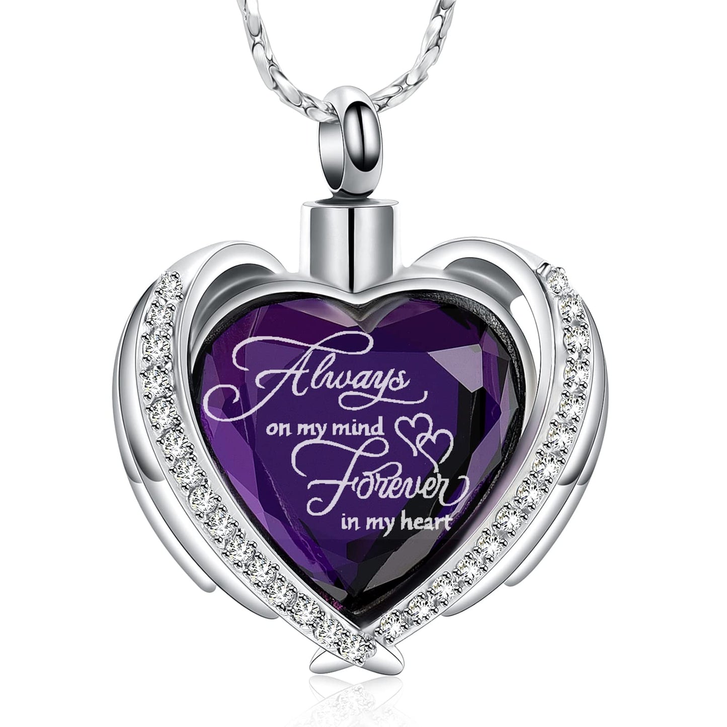Imrsanl Cremation Jewelry for Ashes Pendant - Crystal Heart Urn Necklace with Mini Keepsake Urn Memorial Ash Jewelry