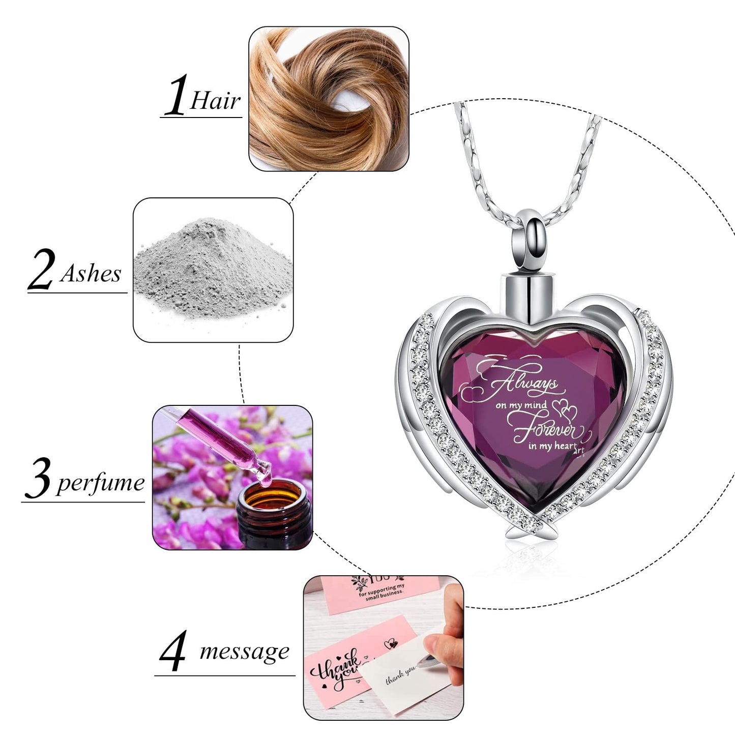 Imrsanl Cremation Jewelry for Ashes Pendant - Crystal Heart Urn Necklace with Mini Keepsake Urn Memorial Ash Jewelry